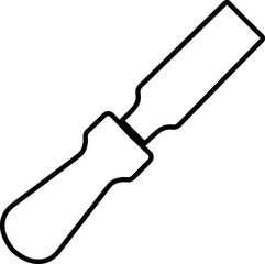 Black masonry chisel icon , construction and stone carving tool collection, sculpting and brickwork equipment in flat and line outline style industrial repair and workshop vector illustration