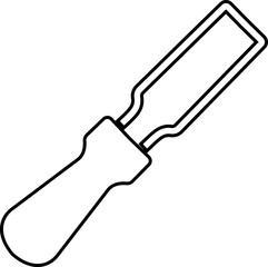 Black masonry chisel icon , construction and stone carving tool collection, sculpting and brickwork equipment in flat and line outline style industrial repair and workshop vector illustration