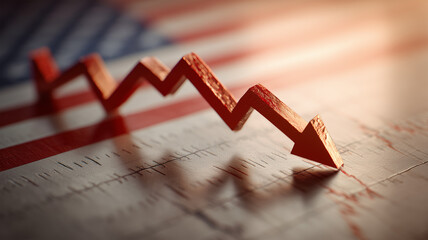 米国債チャートと下向き矢印の描写