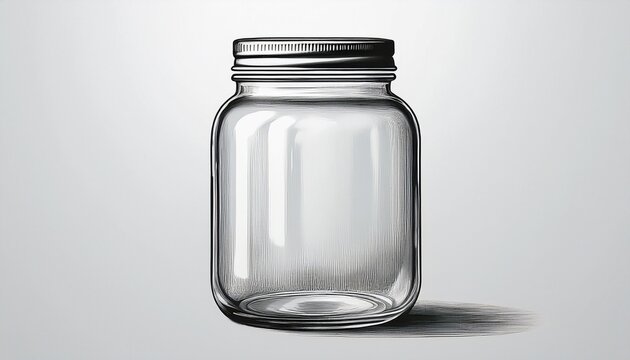 empty glass jar isolated on a monocolor white background