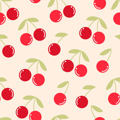Classic Red Cherry Seamless Pattern