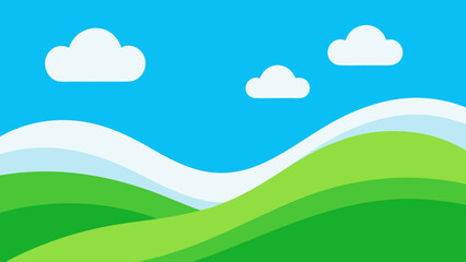 Obraz premium green grass and blue sky with clouds