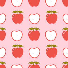 Cute Pink Apple Seamless Pattern