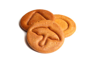 Dalgona cookies on a white background