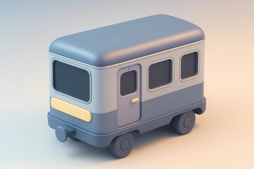 3D cartoon caravan in pastel colors