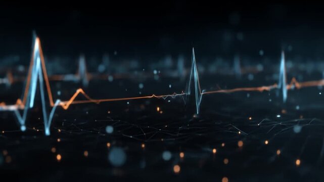 Abstract visualization of an electrocardiogram pulse representing medical concepts