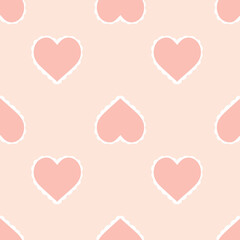 Cute Scalloped Pink Hearts Seamless Pattern