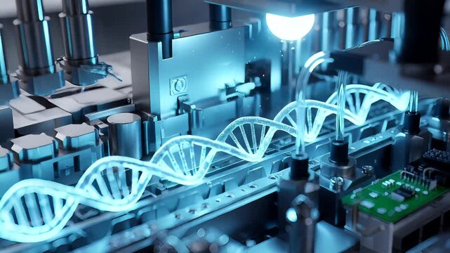 Advanced machinery showcasing DNA replication process in a lab environment