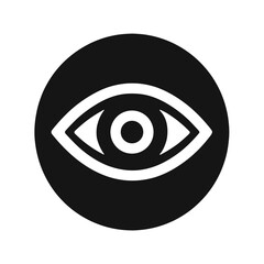Eye Symbol Flat Icon, Black and White, Transparent Background