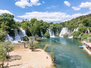 Kravica Waterfalls aerial view in Bosnia and Herzegovina