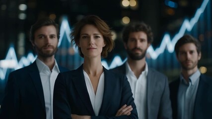 Team of professionals visualizing projected rental income and property trends on holographic displays, symbolizing data-driven decisions, AI financial modeling, and real estate strategy. cinematic - Powered by Adobe