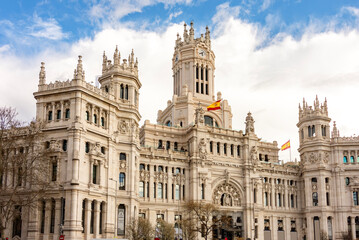 Cybele palace on Cibeles square in Madrid, Spain
