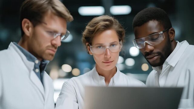 Team of scientists calibrating nanofabrication tools for graphene production, emotion of collaboration and progress visible, symbolizing emerging nanotechnology breakthroughs, material conductivity