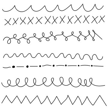 A set of simple basic divider lines drawn in doodle style