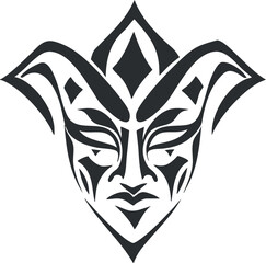 Obraz premium A striking tribal mask design featuring intricate patterns and bold geometric shapes.