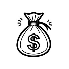 Money bag with dollar symbol on transparent background