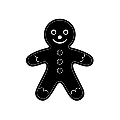 Silhouette of gingerbread man on transparent background