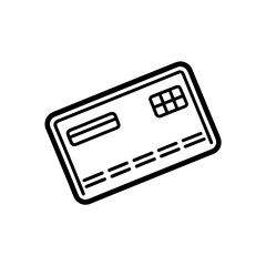 Outline of a credit card icon on transparent background