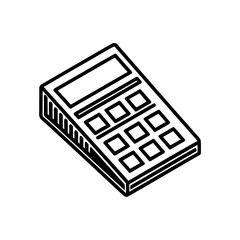 Isometric outline of calculator on transparent background