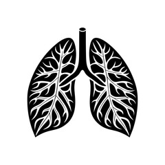 Stylized lungs simple drawing on transparent background