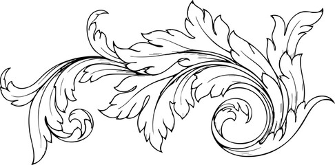 Elegant swirling baroque flourish design perfect for decorative borders invitations and classic branding projects