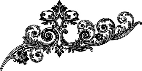 Elegant ornate flourish design with intricate floral details and swirling decorative elements, perfect for luxury branding and sophisticated invitations