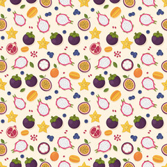 Watercolor Seamless Fruit Pattern,Tropical Fruit Seamless Pattern,Fresh Fruit Seamless Background, wallpaper fruit Illustrastion