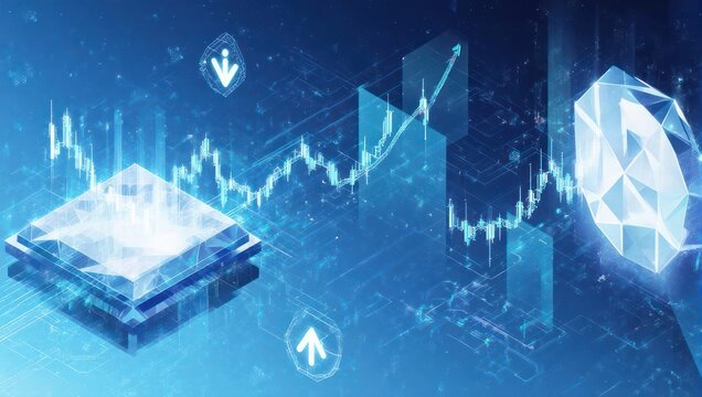 Futuristic Technology Investment Concept with Diamond and Stock Chart.