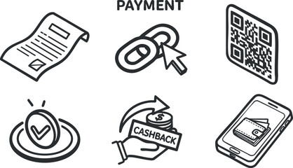 Illustration of payment methods including receipt QR code and cashback options for digital transactions.