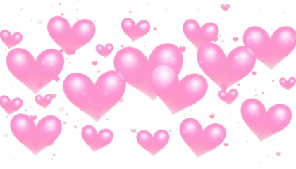Glowing pink heart bokeh with neon sparks transparent overlay