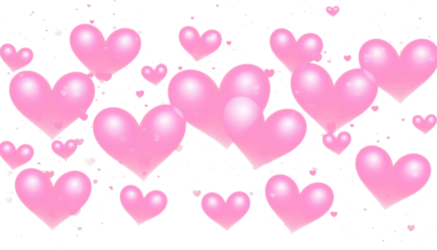Glowing pink heart bokeh with neon sparks transparent overlay - Powered by Adobe