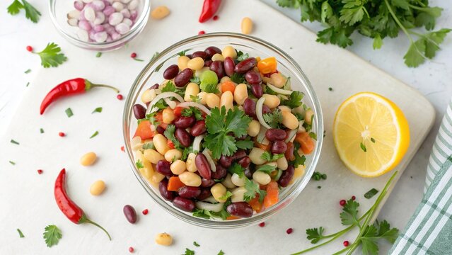 Colorful bean salad featuring fresh ingredients and vibrant spices for a delightful summer meal