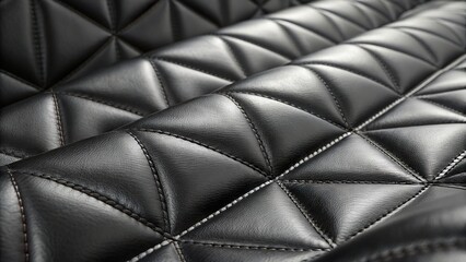 Naklejka premium Quilted leather surface showcases intricate craftsmanship and luxurious style in elegant black upholstery for modern interiors