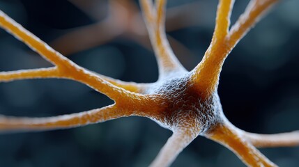 professional illustration of ai merged with organic brain tissue, mechanical neural networks interfacing with biological synapses, warm- orange cool-blue color contrast, cybernetic tendrils