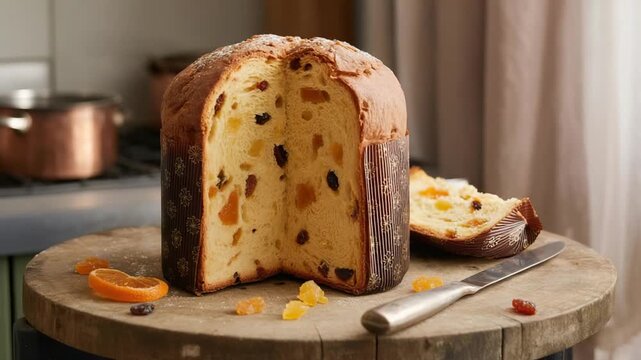 italian panetone cake orbit left video