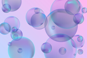 Abstract modern realistic gradient bubbles for wallpaper design. 3D gradient background. Drawing style. Trendy vector style.