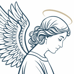 Beautiful angel with wings and halo vector image