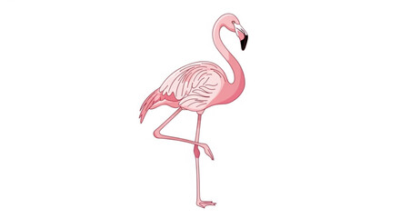 Obraz premium Elegant pink flamingo standing gracefully on one leg in a simple vector design