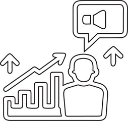 Marketing Growth Outline Icon Isolated on Transparent Background Line Art Symbol Business Promotion Strategy Pictogram Thin Stroke Vector