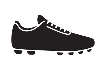 Black silhouette of a soccer cleat with laces