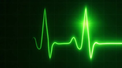 A vibrant green heartbeat line displayed on a digital screen, representing life and vitality in modern healthcare.