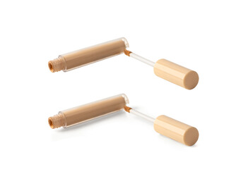 Foundation cream smear isolated. Cosmetic concealer textured swatch, skin tone cream