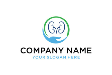 Kidney Care Medical Logo with Supporting Hand and Circular Frame for Nephrology Health and Wellness