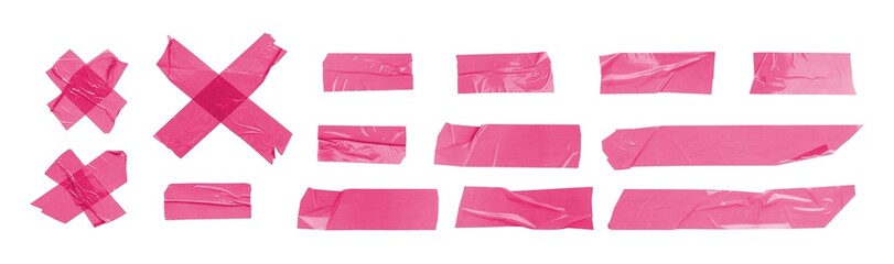 Brown scotch tape set, adhesive tape pieces isolated