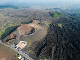 Aerial view of Silvestri craters at Mount Etna, Sicily © corlaffra