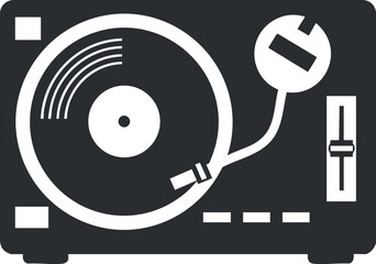 A stylized illustration of a turntable showcasing a vinyl record player for music enthusiasts
