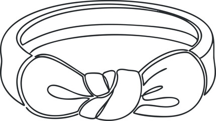 A minimalist outline illustration of a stylish knotted hairband for fashion accessories.