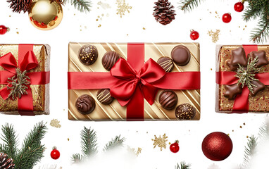Beautifully packaged Christmas chocolates ideal for holiday presents and celebrations isolated on transparent background PNG