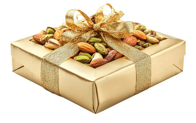 Elegant Diwali gift box filled with assorted dry fruits for seasonal celebration and gifting isolated on transparent background PNG