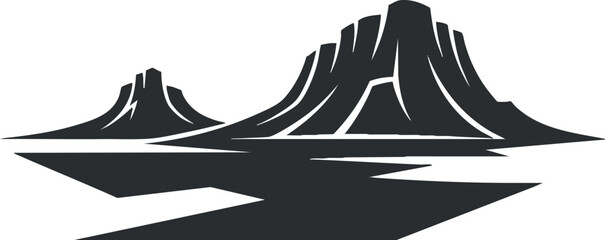 Abstract silhouette of mountains and hills in a serene landscape setting with a peaceful atmosphere.